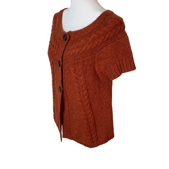 Jillian and Nicole Lambswool Sweater Pumpkin Orange Short Sleeve Petite Medium - Picture 2 of 9